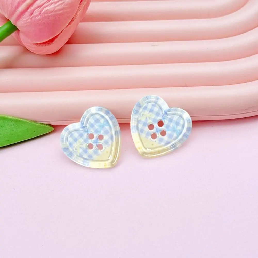50 PCS New Resin Buttons Cute Floral Garment Ornaments DIY Plaid Doll Accessory