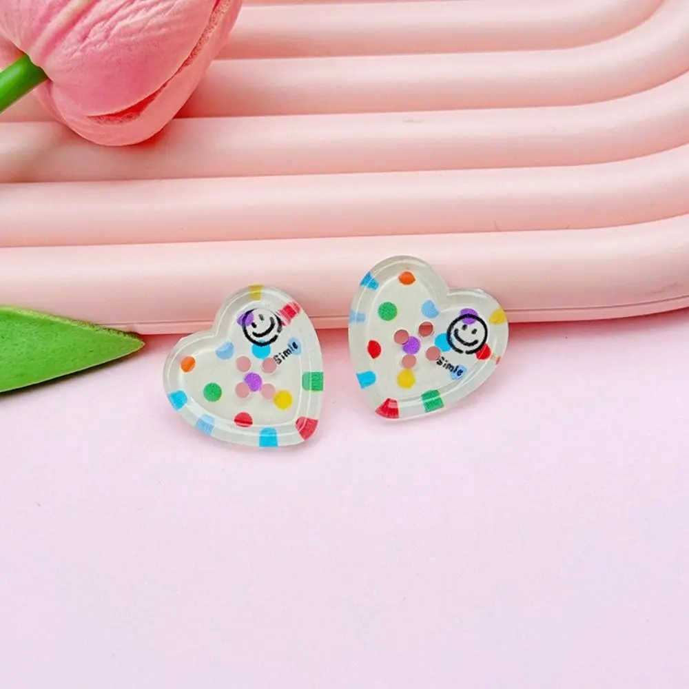 50 PCS New Resin Buttons Cute Floral Garment Ornaments DIY Plaid Doll Accessory