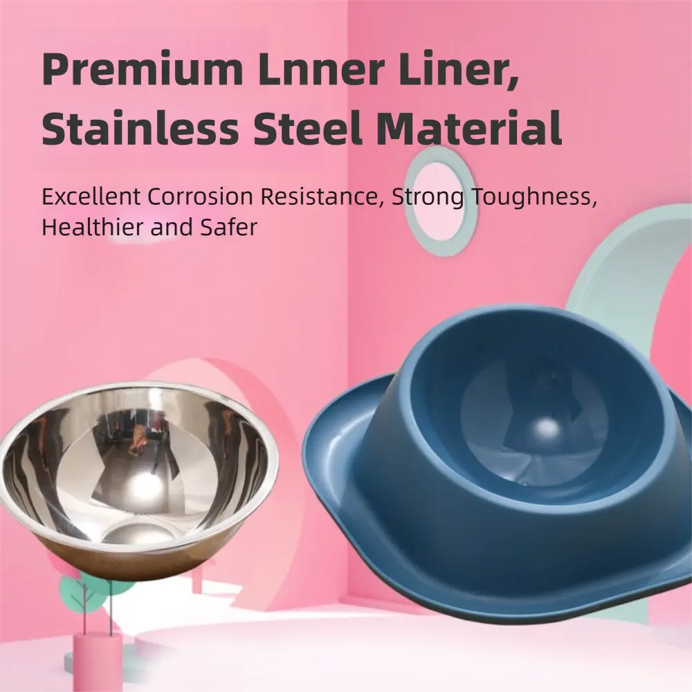 Large Capacity Stainless Steel Dog Bowl Heavy Duty Easy Clean Cat Bowl Rust-Proof Slanted Mouth Design Pet Bowl Pet Feeding