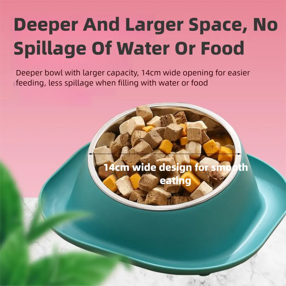 Large Capacity Stainless Steel Dog Bowl Heavy Duty Easy Clean Cat Bowl Rust-Proof Slanted Mouth Design Pet Bowl Pet Feeding
