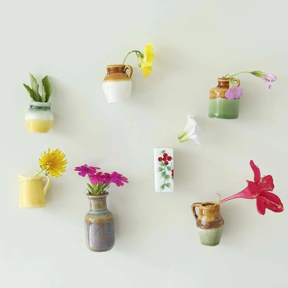 Mini Ceramic Vase Refrigerator Magnet DIY Magnet Vase Fridge Magnets 3D Vase High Quality Plant Fridge Magnet Home Decor