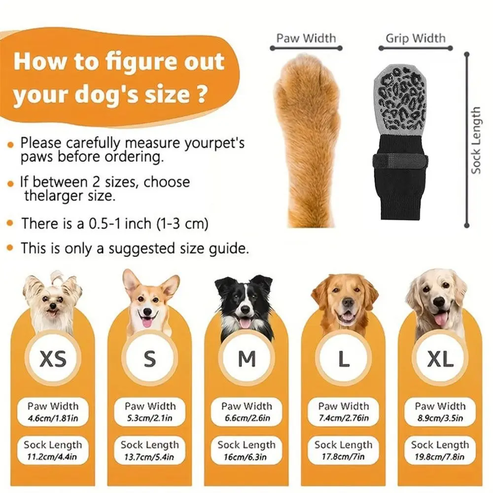 4PCS High Quality Anti-Slip Cozy Dog Socks Anti-Scratch Adjustable Band Knitted Socks Strong Grip Cotton Paw Protector Indoor