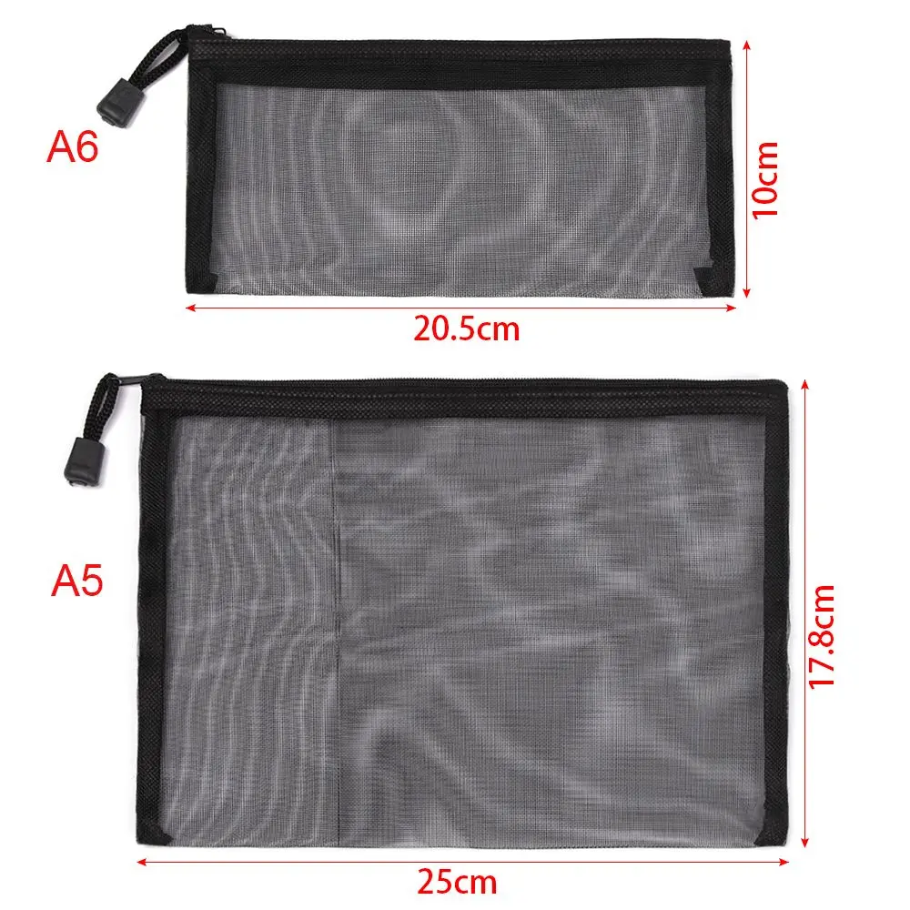 Gifts Solid Color Handbags Cosmetic Makeup Coin Purse Cosmetic Storage Mesh Pen Bag Zipper Pencil Case Transparent Grid