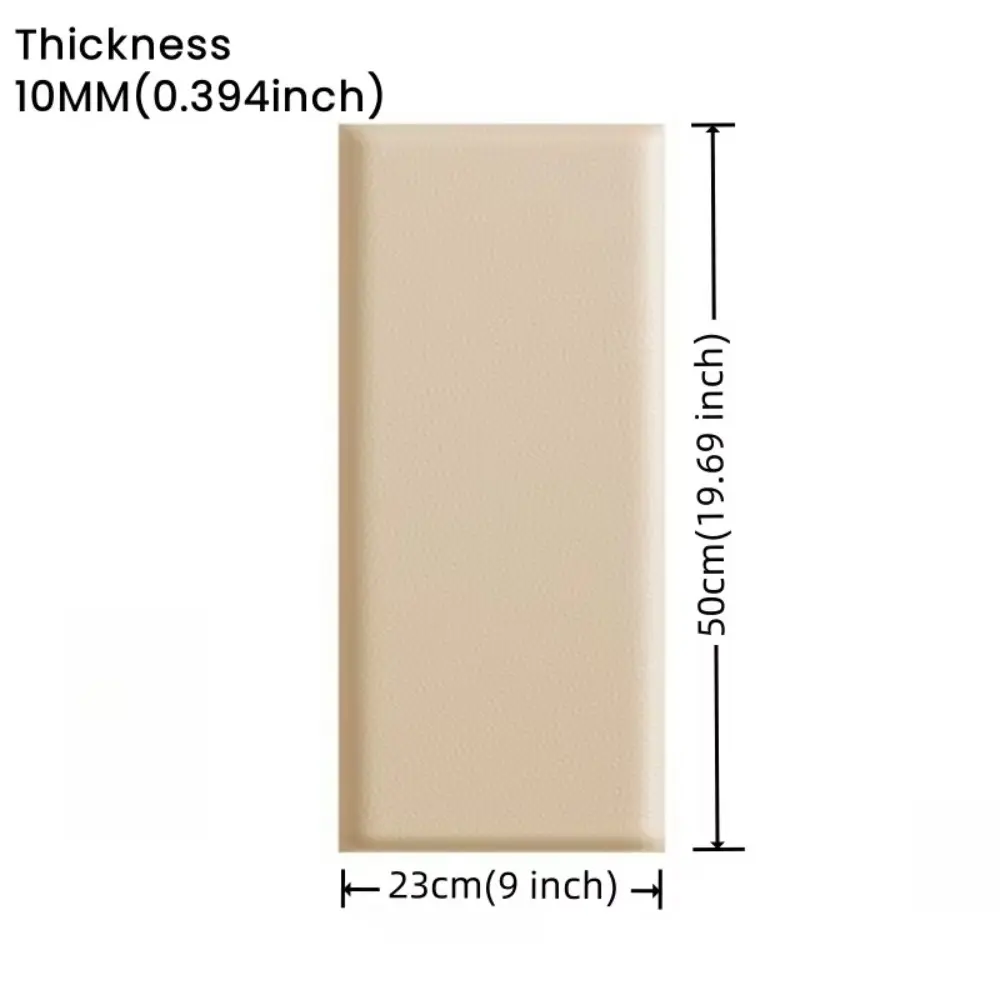 2pcs Self Adhesive 3D Wall Sticker Leather Soft Bag Design Soft Wall Panels 10mm Thick Anti-collision Headboard Protection