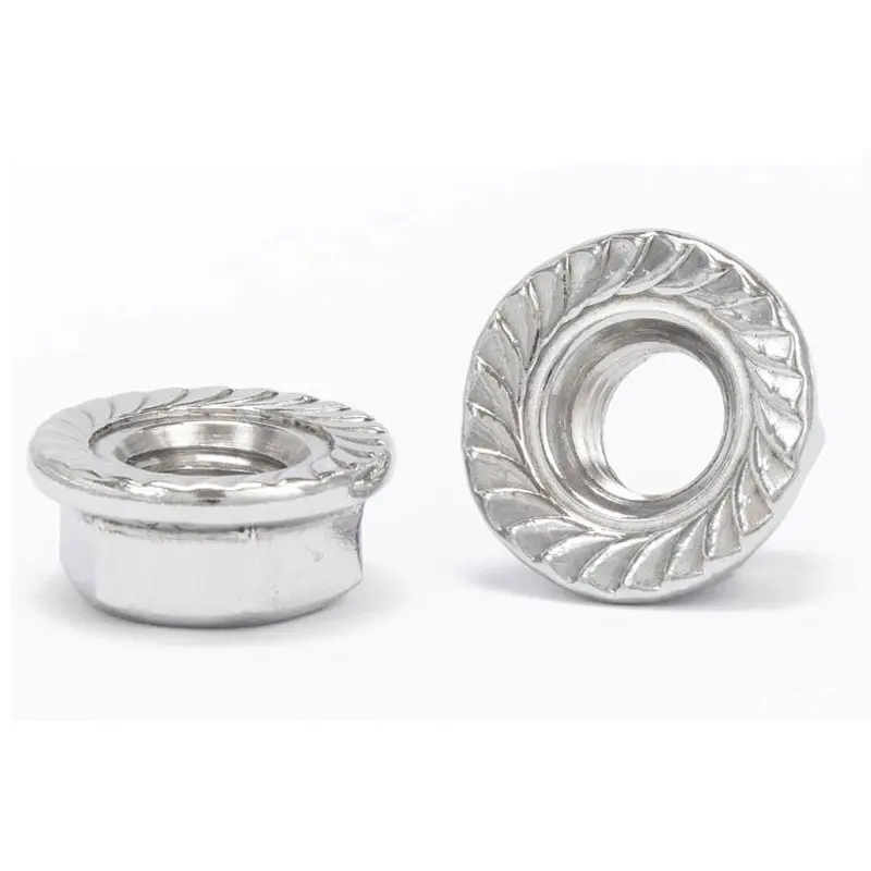 304 Stainless Steel Fine Tooth Reverse Flange Nut M3-M16 Hexagonal Anti-slip Padded Screw Cap Anti-loosening Nut