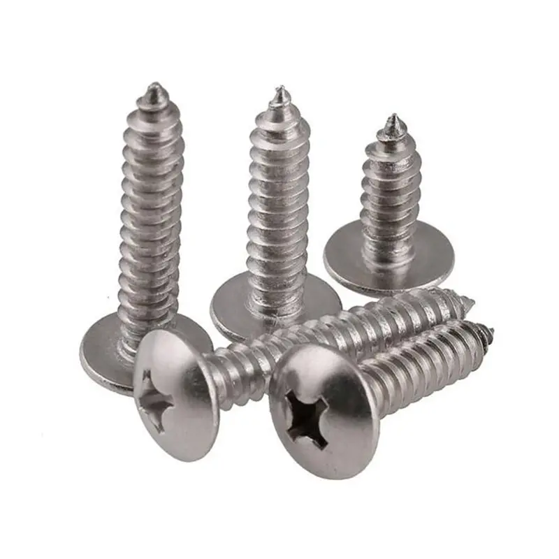 M3M4 SS 304  Cross Large Flat Head Self-tapping Screw Lengthened Woodworking Screw Mushroom Head Self-acting Roll Screw