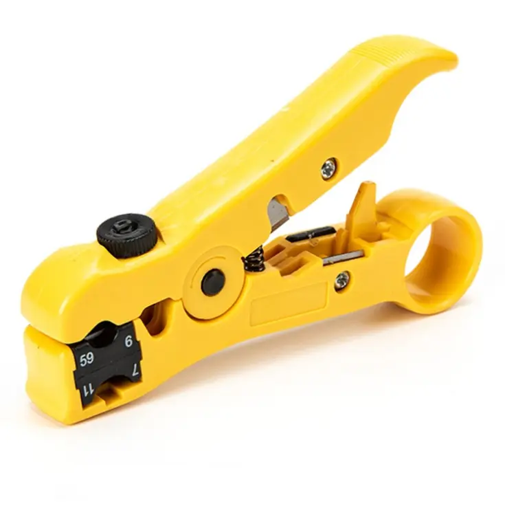 Multifunction Coaxial Cable Stripper Clamp Crimping Plier for RG69/6/11/7 Telephone Flat Wire Line Network Tools