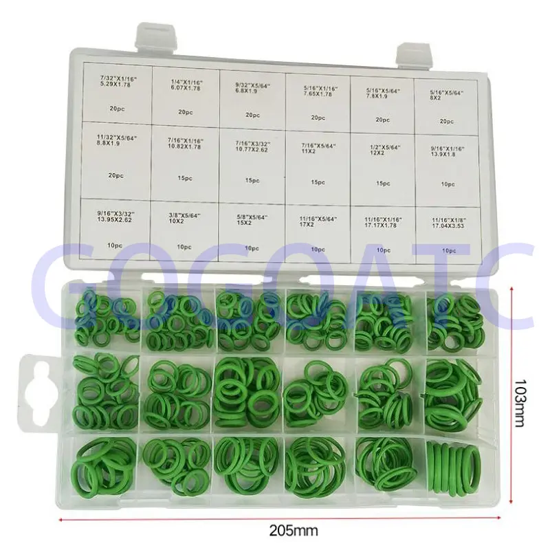 Air Conditioning Rubber Washer Assortment 270pc/set for R22 R134a Green/Purple Seal O-ring Gaskets 18 Sizes Standard Parts