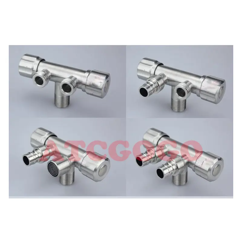 Double control double outlet 304 stainless steel three way angle valve