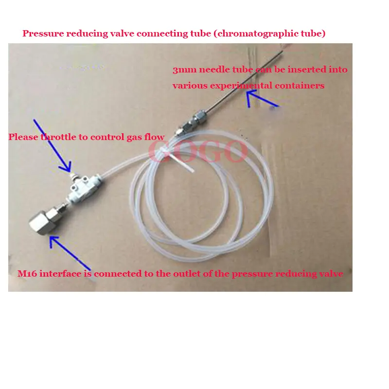 Oxygen, nitrogen, hydrogen, CO2 pressure reducing valve adapter, cylinder gas coil, laboratory chromatography accessories