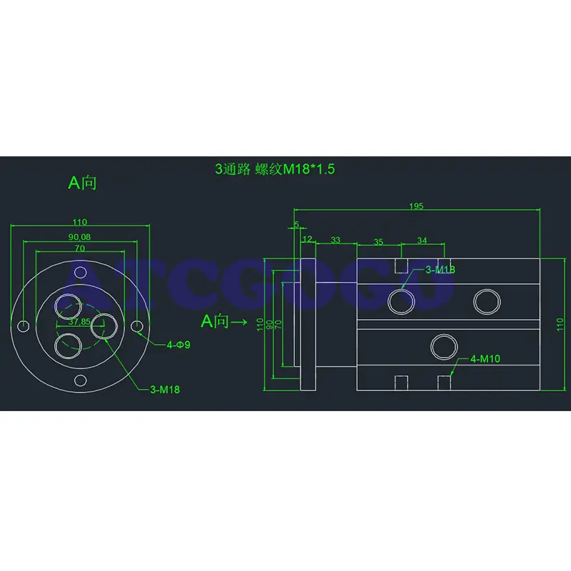 Customized 3 -way hydraulic rotation three -way road central rotation high -pressure thread