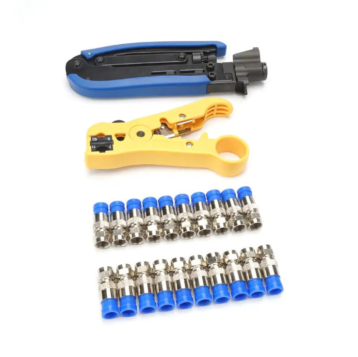 Stripper Coaxial Cable Crimping Tool Set For RG6 RG59 RG11 Wire Line Cutter Stripping Pliers Set Crimping Plier