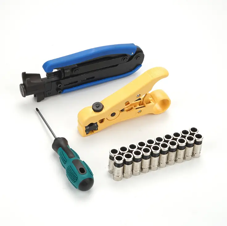 Stripper Coaxial Cable Crimping Tool Set For RG6 RG59 RG11 Wire Line Cutter Stripping Pliers Set Crimping Plier