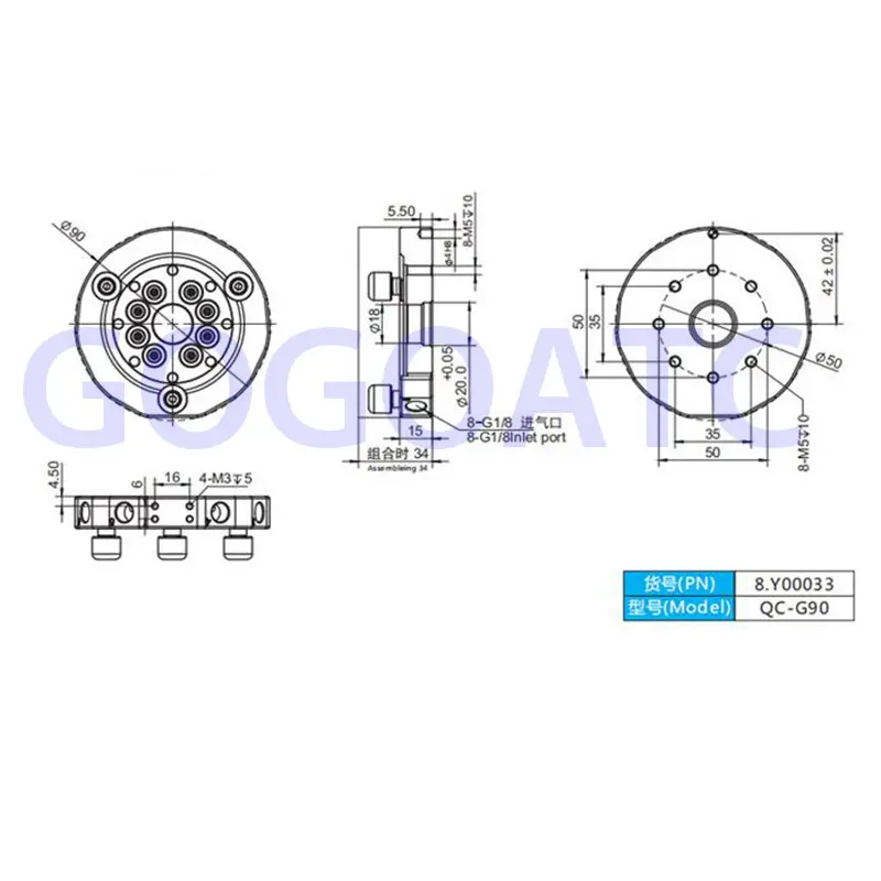 Cylinder tooling quick changer manual quick change QC90