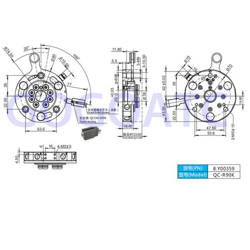 Cylinder tooling quick changer manual quick change QC90