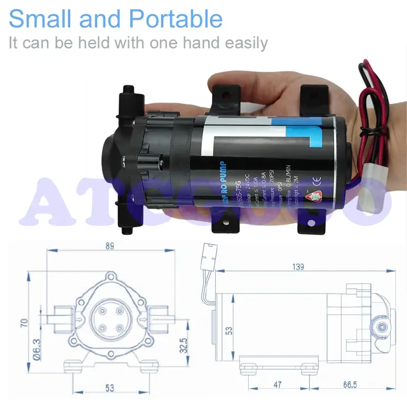 Mini Size Super quiet 24V DC water pump 0.8L/min aquarium pump for patio misting system