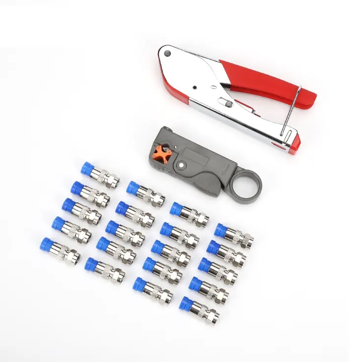 Coaxial Cable Wire Stripper RG6/RG59 Compression F Connector Tool Crimping Pliers Wire Stripping Pliers Kit
