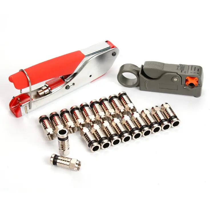 Coaxial Cable Wire Stripper RG6/RG59 Compression F Connector Tool Crimping Pliers Wire Stripping Pliers Kit
