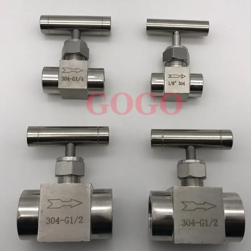 304 stainless steel inner wire needle valve 1/4 inner thread globe valve flat handle needle valve high pressure 1/2