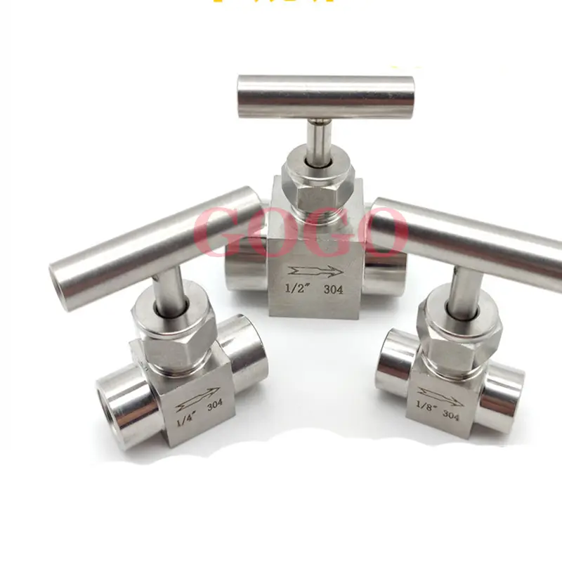 304 stainless steel inner wire needle valve 1/4 inner thread globe valve flat handle needle valve high pressure 1/2