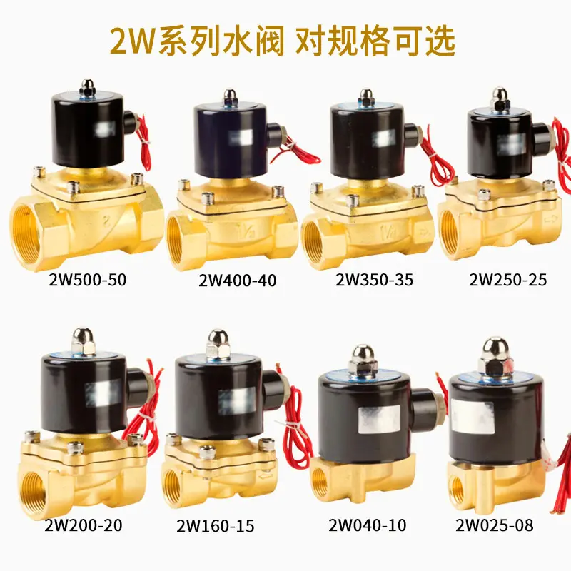 2W025-08 2W040-10 2W160-15 2W200-20  All copper solenoid valve, normally closed.  AC220VDC24V air control valve