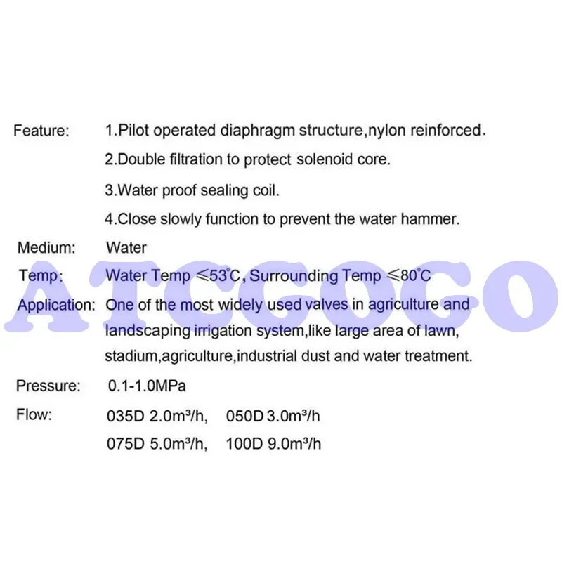 1/2" 3/4" 1 inch Irrigation Solenoid Valve 12V/24VAC Solenoid Valves Garden agriculture landscaping irrigation solenoid valve