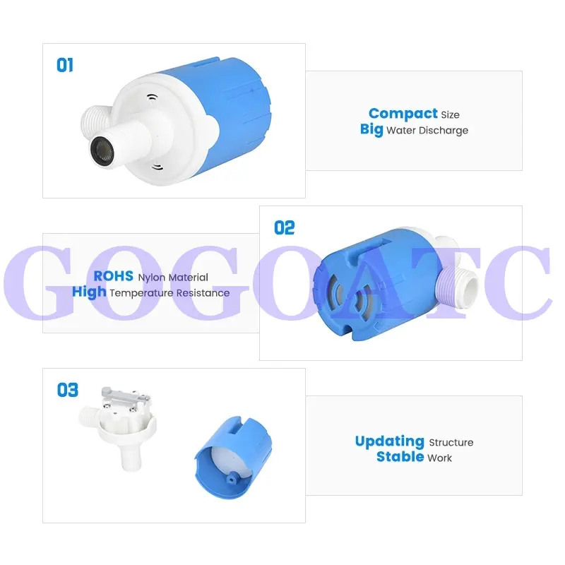 1/2'' 3/4'' 1'' Practical Water Level Control Durable Replacement Full Automatic Float Valve Anti Corrosion Nylon Ball Valve