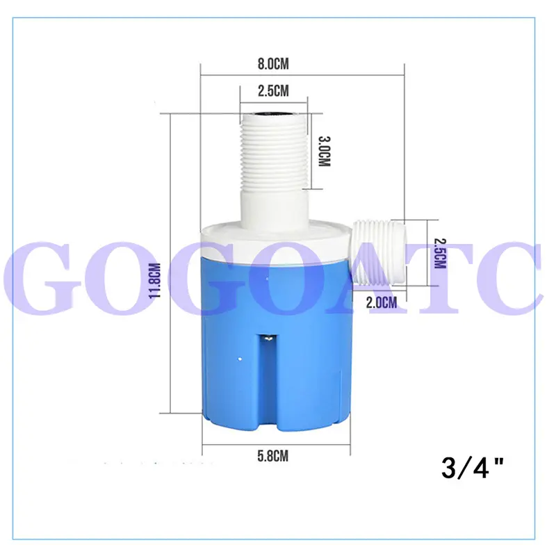 1/2'' 3/4'' 1'' Practical Water Level Control Durable Replacement Full Automatic Float Valve Anti Corrosion Nylon Ball Valve