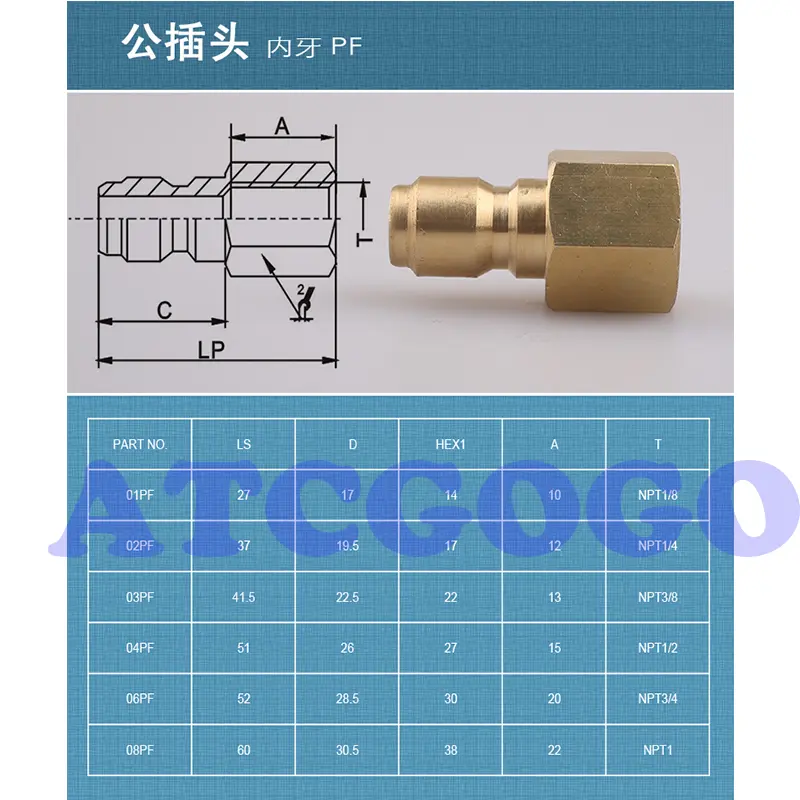 Brass American Open Type Valveless Hydraulic Quick Coupling