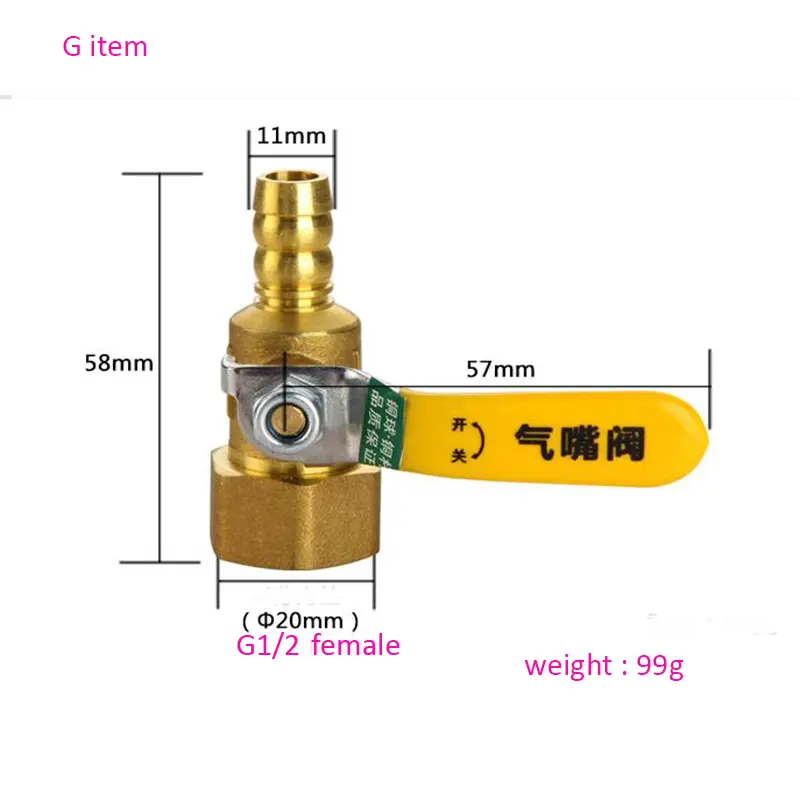 All copper thick gas valve gas valve natural gas with G1/2 ball valve inside and outside the wire valve