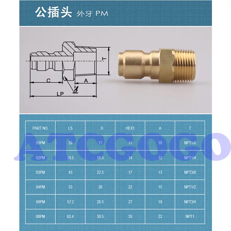 Brass American Open Type Valveless Hydraulic Quick Coupling