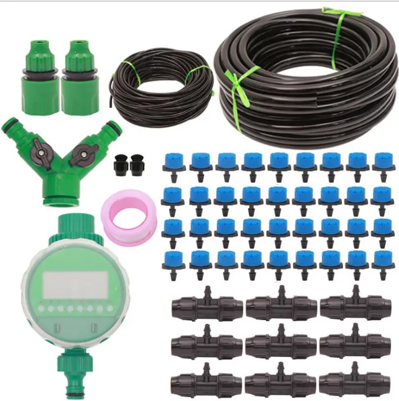 Micro Drip Irrigation System Plant Self Automatic Watering Timer Garden Hose Kits