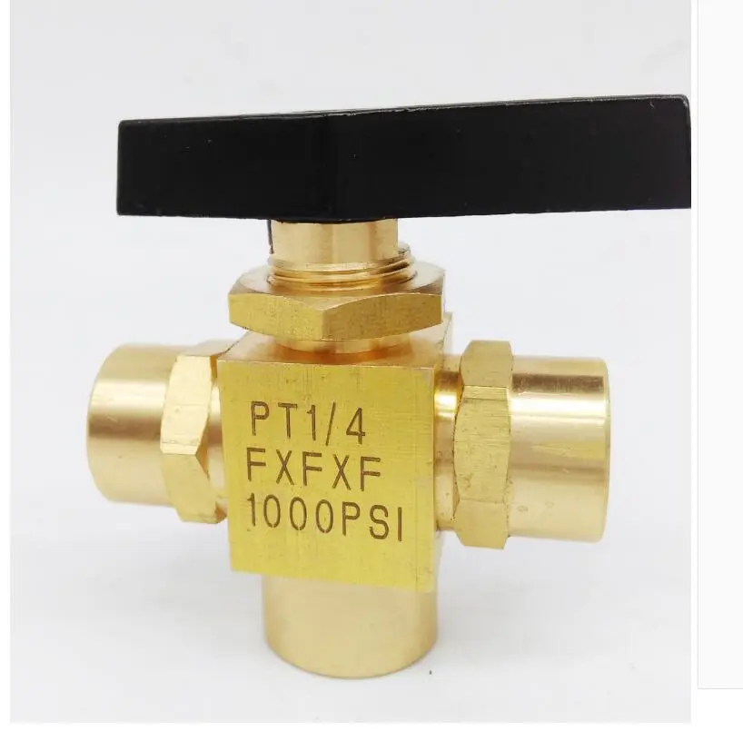 Brass 3 ways instrument valve through plate mounting ball valve 1000psi 69 kg pressure