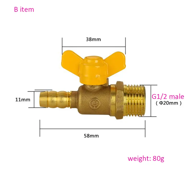 All copper thick gas valve gas valve natural gas with 4 points ball valve inside and outside the wire valve
