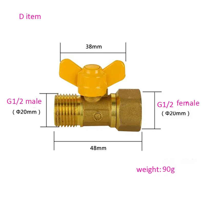 All copper thick gas valve gas valve natural gas with 4 points ball valve inside and outside the wire valve