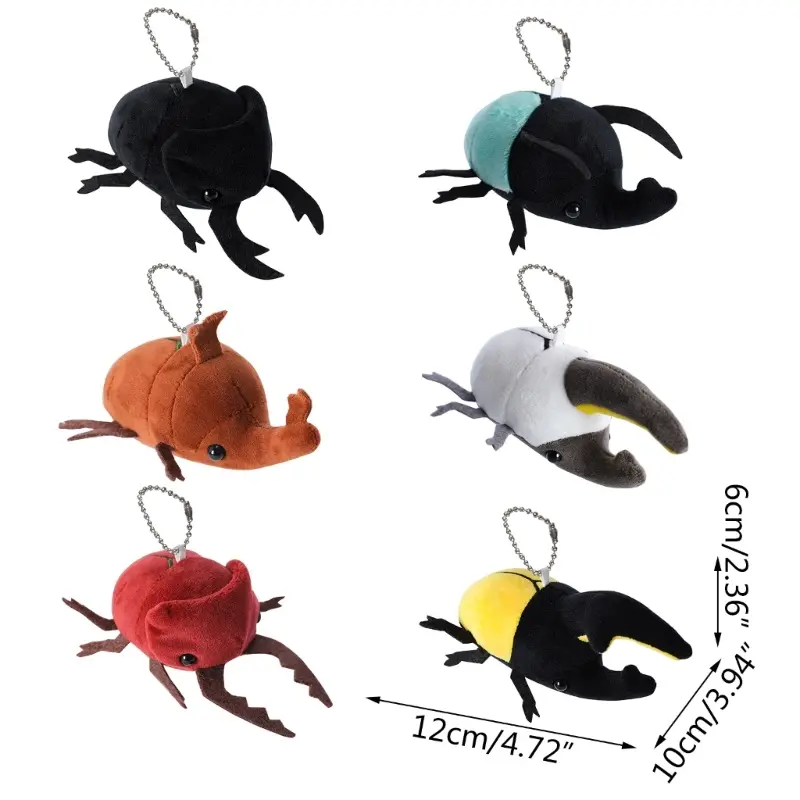 Plush Insect Toy for Carkey Pendant Beetle-Doll Insect Plush Pendant Cartoon Keychain Children Backpack Ornament