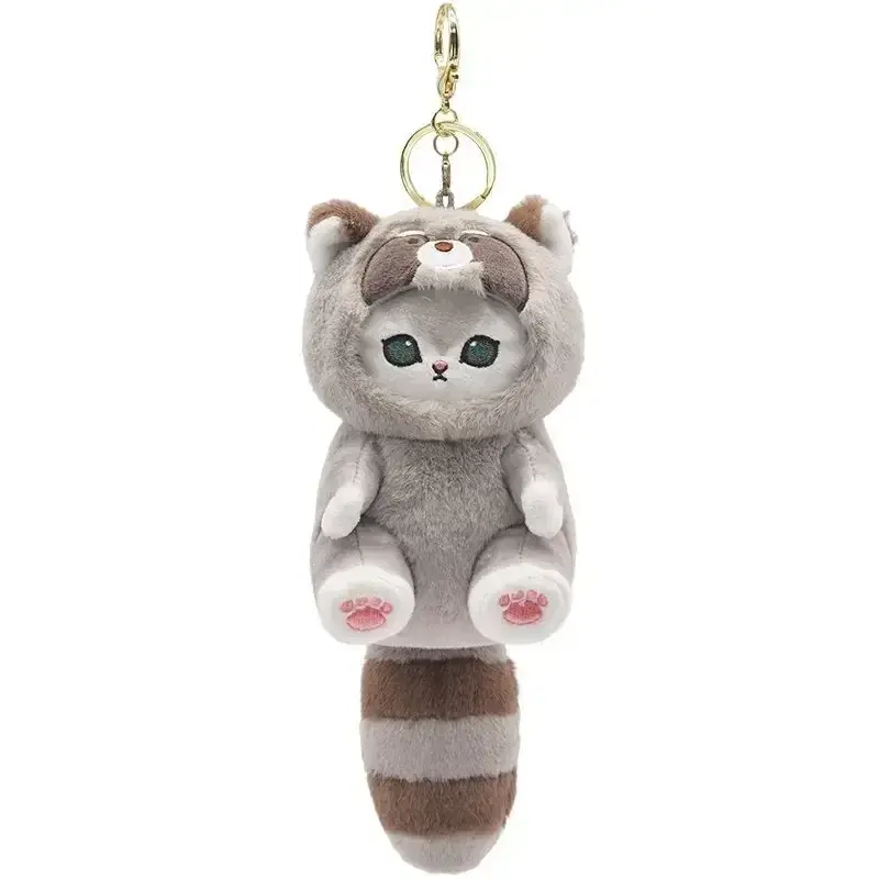 Cute dress-up raccoon mini plush dolls, shark cat plush toys, keychain pendants, couple hanging ornaments, dolls