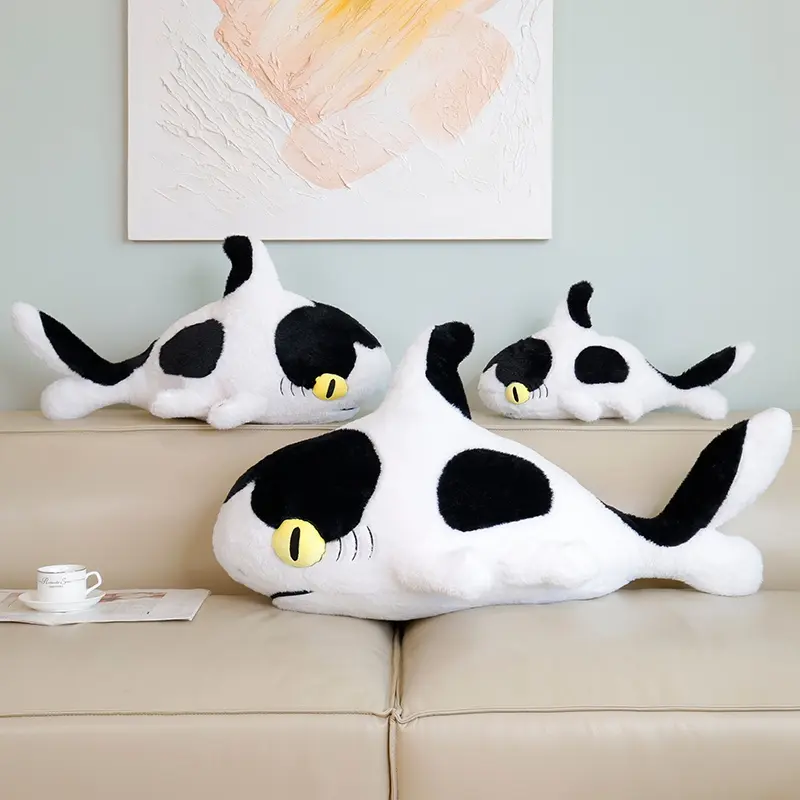 Sharkitty Stuffed Animal Toys Shark & Cat Combine Plush Toys Cow Shark Sleeping Pillow Cushion Plush Dolls Birthday Gifts Kids