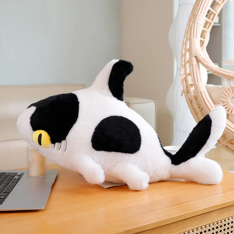 Sharkitty Stuffed Animal Toys Shark & Cat Combine Plush Toys Cow Shark Sleeping Pillow Cushion Plush Dolls Birthday Gifts Kids