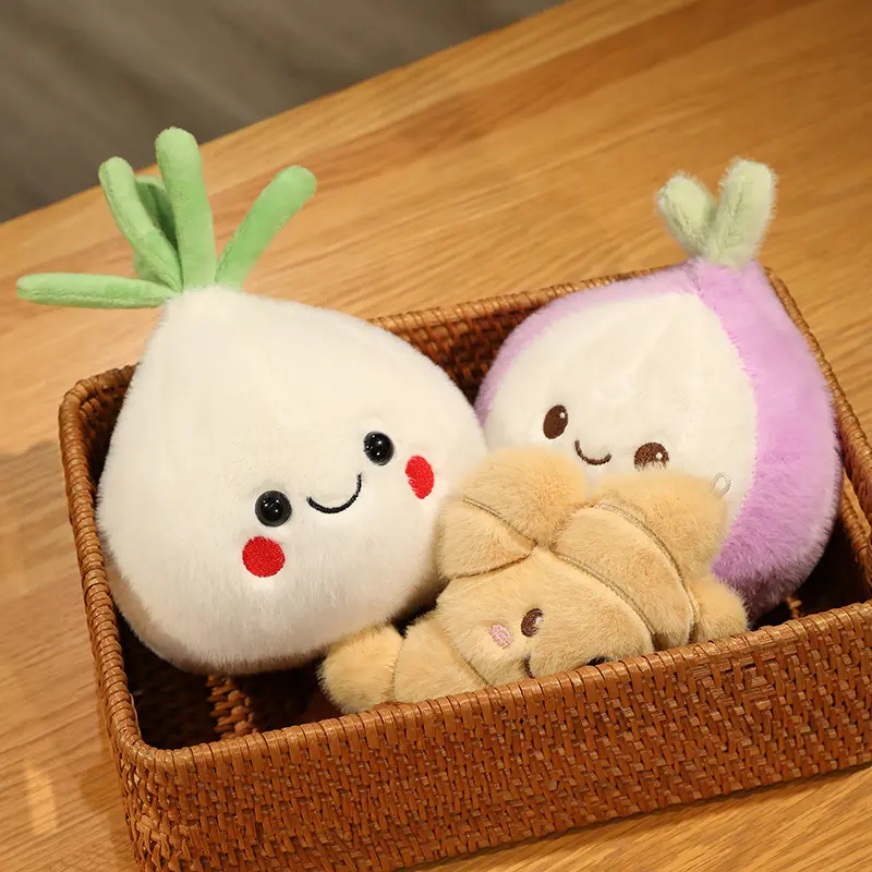 Squishy Vegetables Plush Toys Stuffed Garlic, Onion and Ginger Plush Pillows Soft Food Plush Toys for Kids Girls Birthday Gifts