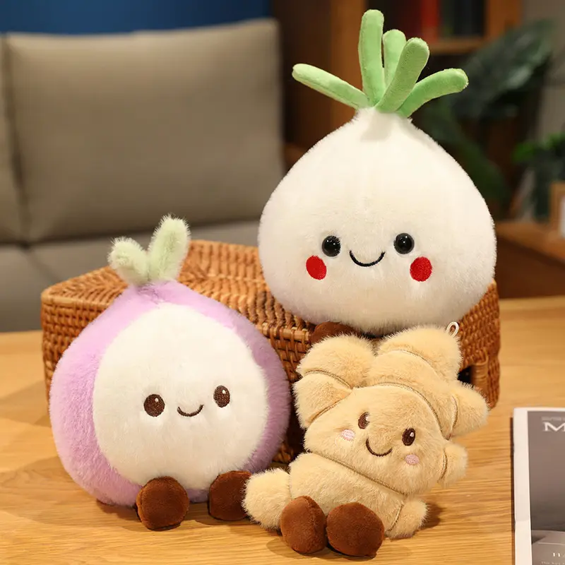 Squishy Vegetables Plush Toys Stuffed Garlic, Onion and Ginger Plush Pillows Soft Food Plush Toys for Kids Girls Birthday Gifts
