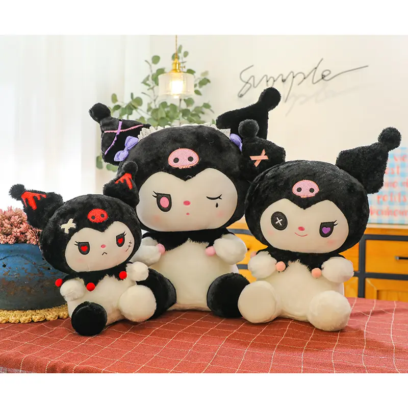 25cm Cute Plushie Devil Dark Kuromi Doll Plush Toys Large Room Decoration Doll Cartoon Stuffed Animal Doll Pillow Girl Gifts