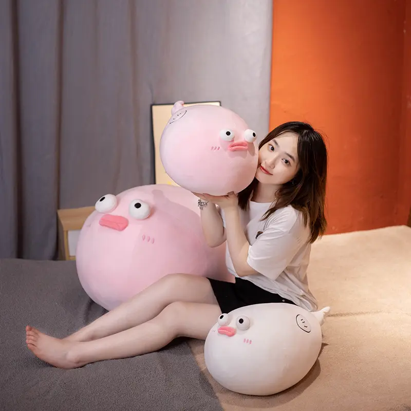 Giant Cute Puffer Fish Plush Toy Stuffed Kawaii Fat Fish Doll Puffers Plushies Soft Hug Pillow Cushion Birthday Gifts Kids Girl