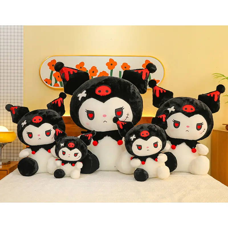 25cm Cute Plushie Devil Dark Kuromi Doll Plush Toys Large Room Decoration Doll Cartoon Stuffed Animal Doll Pillow Girl Gifts