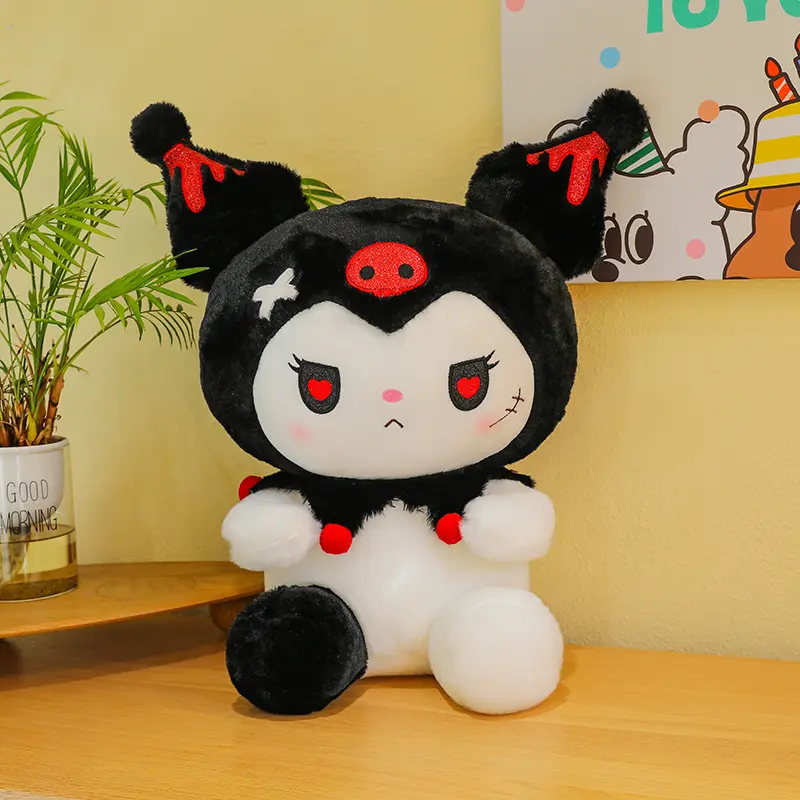 25cm Cute Plushie Devil Dark Kuromi Doll Plush Toys Large Room Decoration Doll Cartoon Stuffed Animal Doll Pillow Girl Gifts