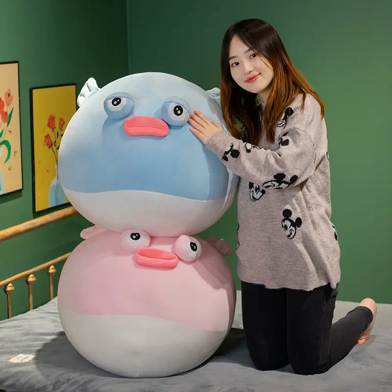 Giant Cute Puffer Fish Plush Toy Stuffed Kawaii Fat Fish Doll Puffers Plushies Soft Hug Pillow Cushion Birthday Gifts Kids Girl
