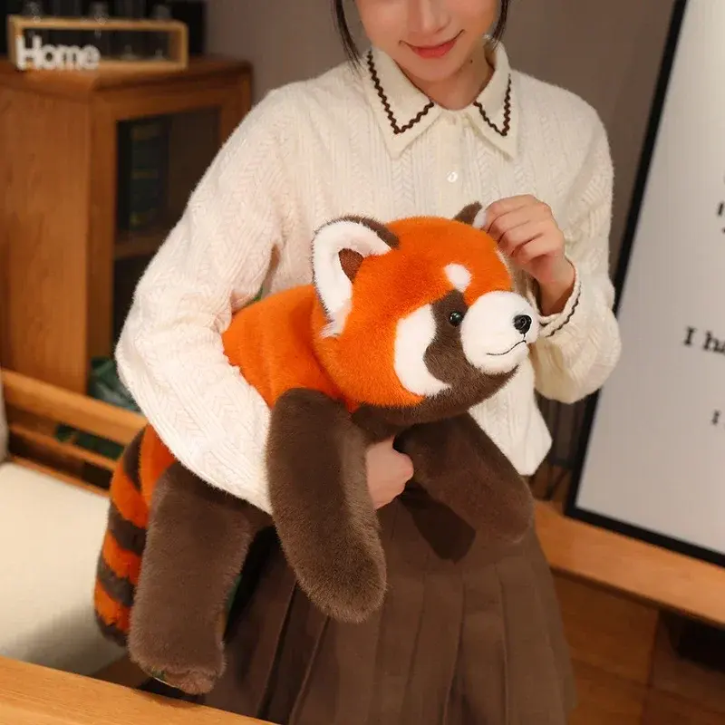 30-60cm New Stuffed Anime Figure Doll Turned Red Panda Plushie Doll Fluffy Hair Red Raccoon Animals Hug Throw Pillow Kids