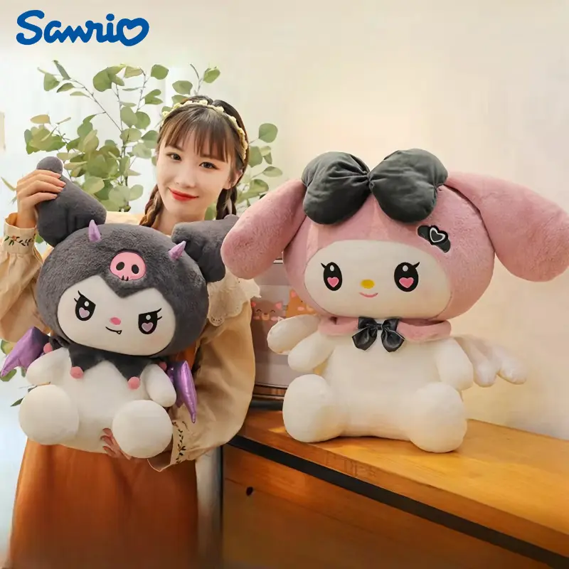 40/50/60CM Big Size Sanrio Cute Demon Kuromi Plush Toy Angel My Melody Plushies Pillow Doll Stuffed Animal Home Decor Gift