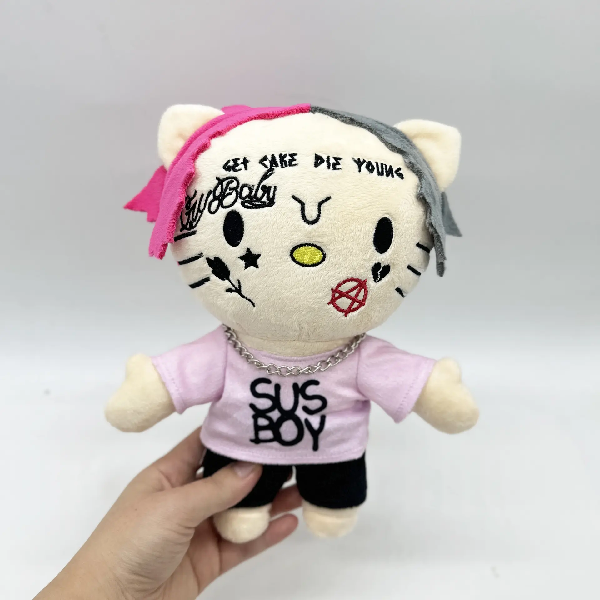 Hello Kitty as Lil Peep Plush Doll Plushies Stuffed Toys Cute Kids Boys Girls Christmas Gifts