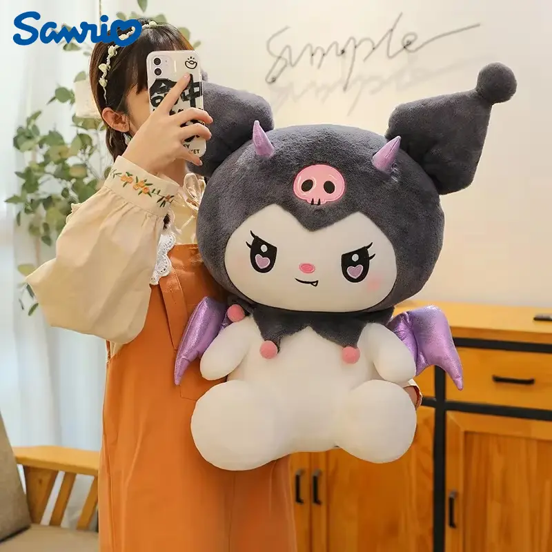 40/50/60CM Big Size Sanrio Cute Demon Kuromi Plush Toy Angel My Melody Plushies Pillow Doll Stuffed Animal Home Decor Gift